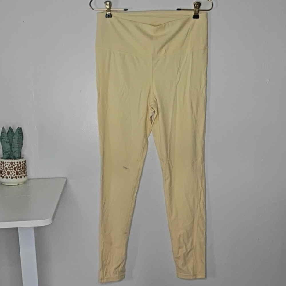 Mono B Women's Cream High-Waisted Leggings Size large - yellow